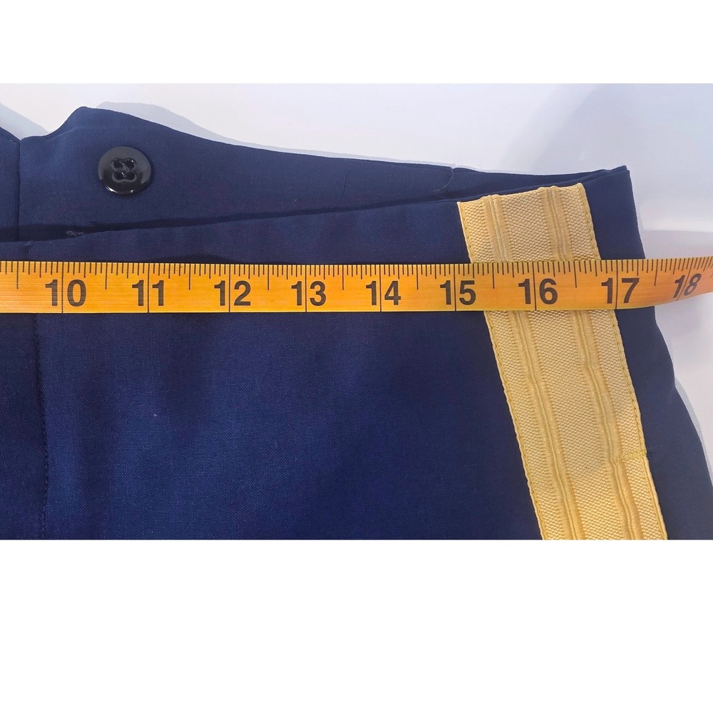 Spartacus Navy Blue Yellow Side Stripe Military Band Dress Trousers 35x28/31 - Picture 8 of 12